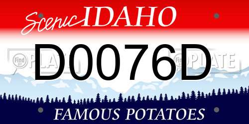 D0076D Idaho License Plate