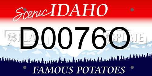 D0076O Idaho License Plate
