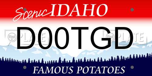 D00TGD Idaho License Plate