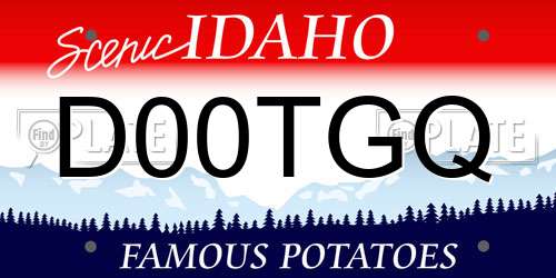 D00TGQ Idaho License Plate