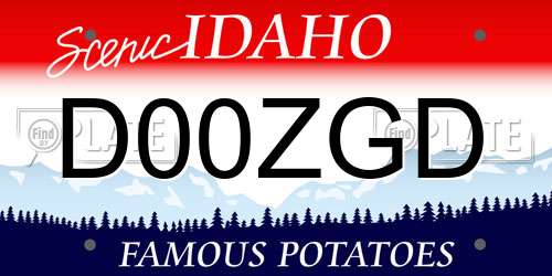 D00ZGD Idaho License Plate