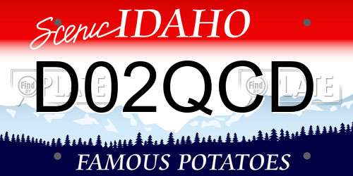 D02QCD Idaho License Plate
