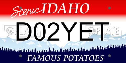 D02YET Idaho License Plate