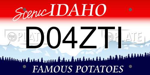 D04ZTI Idaho License Plate