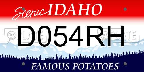 D054RH Idaho License Plate