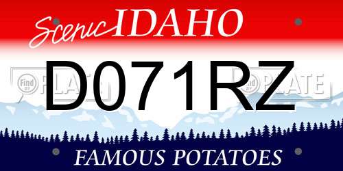 D071RZ Idaho License Plate