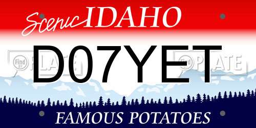 D07YET Idaho License Plate