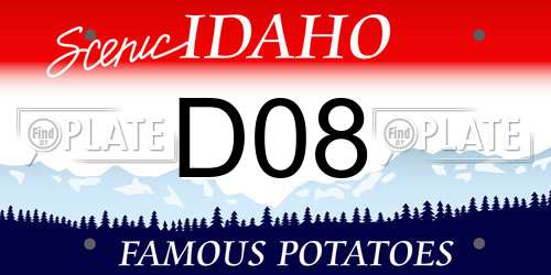 D08 Idaho License Plate