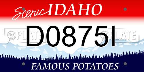D0875I Idaho License Plate