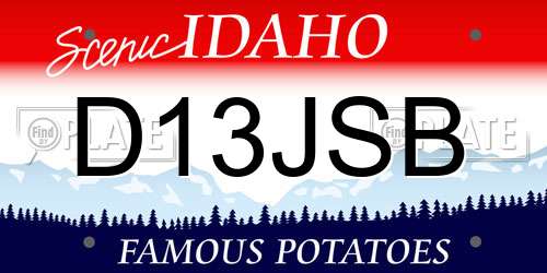 D13JSB Idaho License Plate