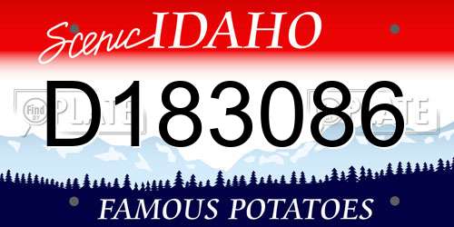D183086 Idaho License Plate