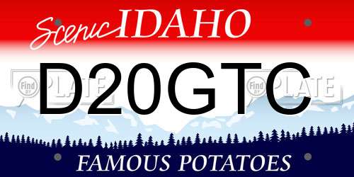 D20GTC Idaho License Plate