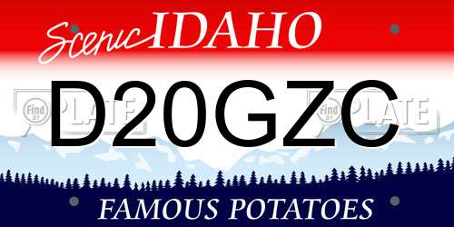 D20GZC Idaho License Plate