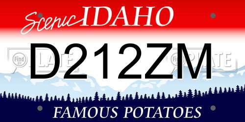 D212ZM Idaho License Plate