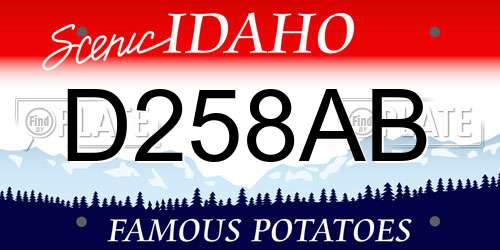 D258AB Idaho License Plate
