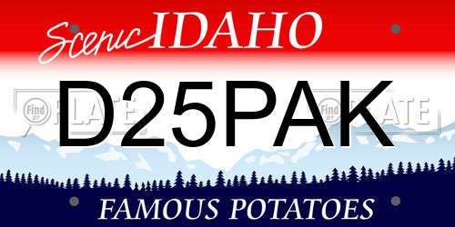 D25PAK Idaho License Plate