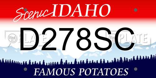 D278SC Idaho License Plate