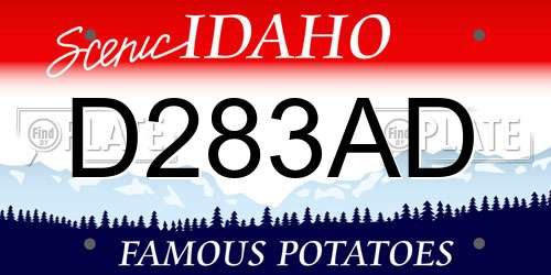 D283AD Idaho License Plate