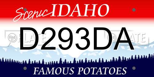 D293DA Idaho License Plate