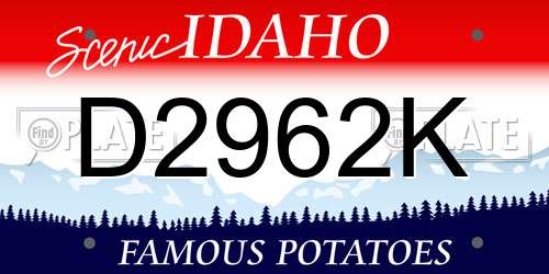 D2962K Idaho License Plate