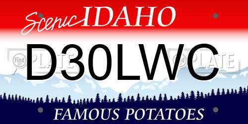 D30LWC Idaho License Plate