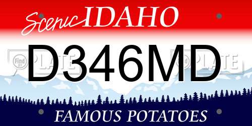 D346MD Idaho License Plate