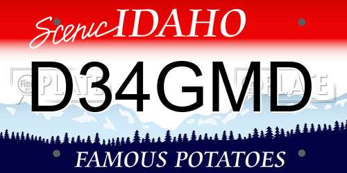 D34GMD Idaho License Plate
