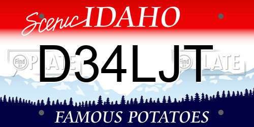 D34LJT Idaho License Plate