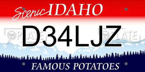 D34LJZ Idaho License Plate