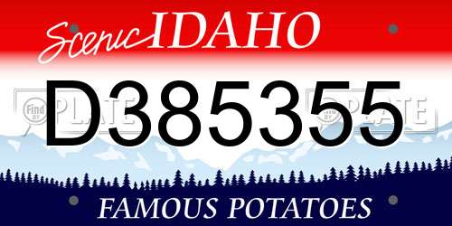 D385355 Idaho License Plate