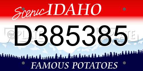 D385385 Idaho License Plate