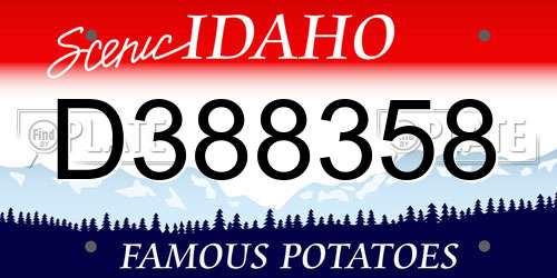 D388358 Idaho License Plate