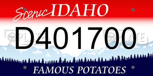D401700 Idaho License Plate