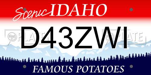 D43ZWI Idaho License Plate