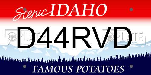 D44RVD Idaho License Plate