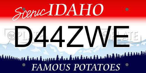 D44ZWE Idaho License Plate