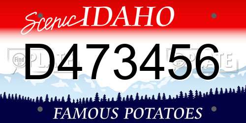 D473456 Idaho License Plate