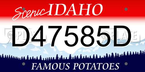 D47585D Idaho License Plate