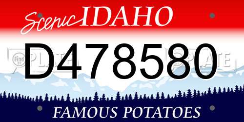 D478580 Idaho License Plate