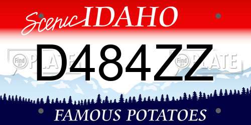 D484ZZ Idaho License Plate