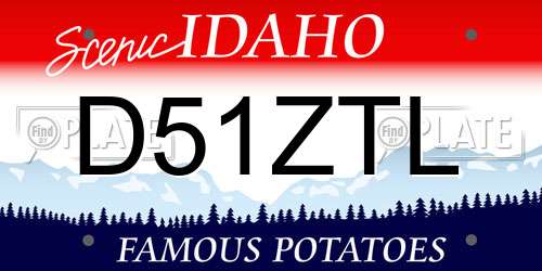 D51ZTL Idaho License Plate