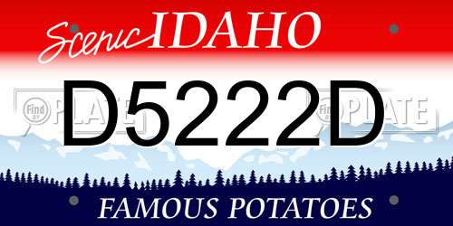 D5222D Idaho License Plate