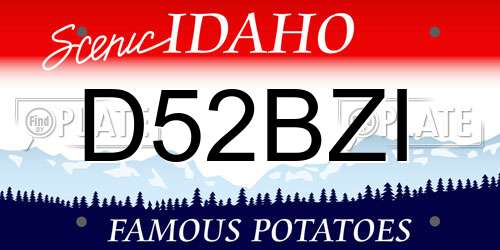 D52BZI Idaho License Plate