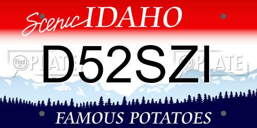 D52SZI Idaho License Plate