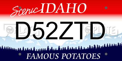 D52ZTD Idaho License Plate