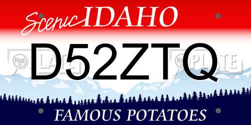 D52ZTQ Idaho License Plate