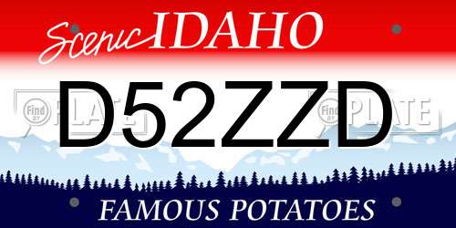 D52ZZD Idaho License Plate