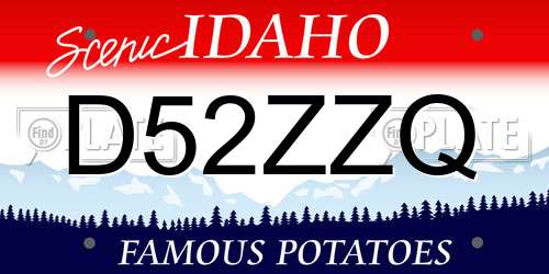 D52ZZQ Idaho License Plate