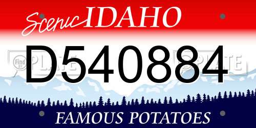 D540884 Idaho License Plate