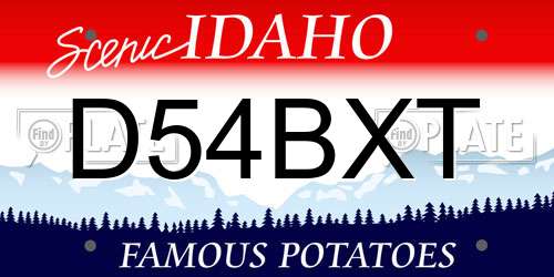 D54BXT Idaho License Plate